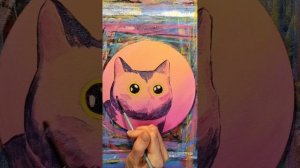 Небольшой мастер-класс как нарисовать милого котика акриловой краской #художник #картина #живопись