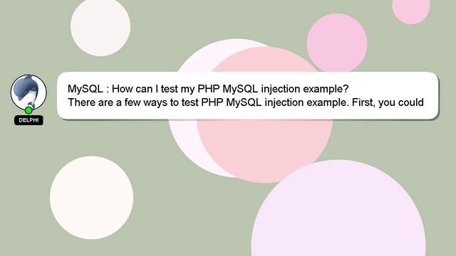 MySQL : How can I test my PHP MySQL injection example? смотреть онлайн