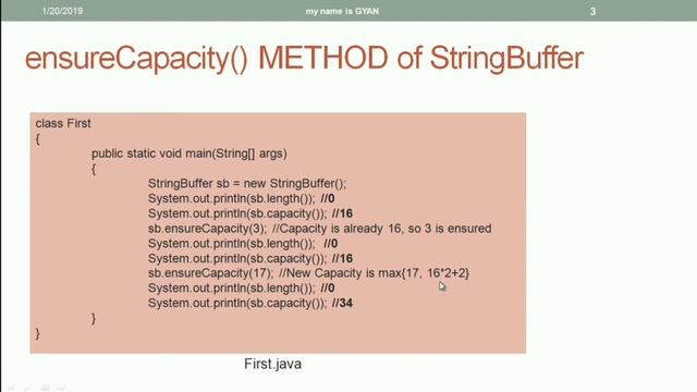 String API in Java | #35 | ensureCapacity() method of StringBuffer Class in Java