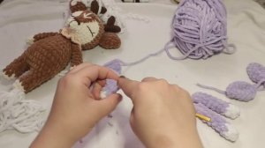 Новогодний Олень крючком. МК олень из плюшевой пряжи крючком, Часть 1-ая, вяжем тело