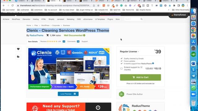 Clenix Cleaning Services WordPress Theme Customize 2022