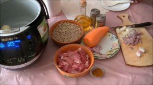 Перловая каша со свининой в мультиварке