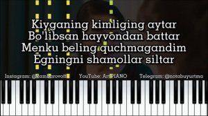 Doston Ergashev - Ko'zmunchog'im | KARAOKE • TEKST • QO'SHIQ MATNI • PIANO VERSION | козмоншагым