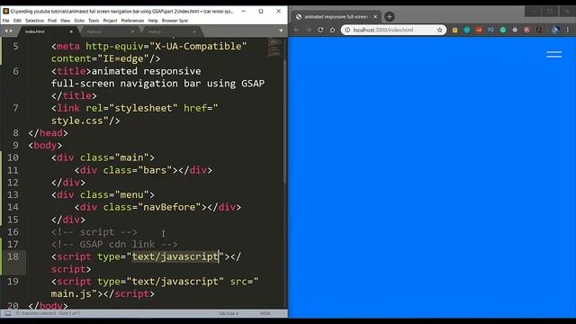 Animated responsive full screen navigation bar using GSAP смотреть онлайн