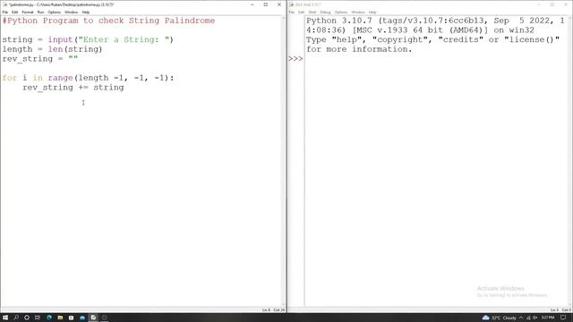 Python Prorgam to check string palindrome