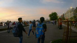 Evening walk at Marine Drive - Mumbai | 4K Walking tour in India | Nariman Point