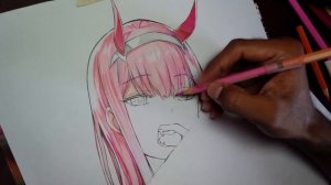 Drawing - Zero Two Step by step [Darling In The Franxx]ダーリン・イン・ザ・フランキス