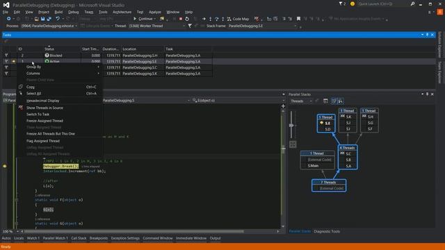 Visual Studio.NET Debugging - Parallel Stacks and Tasks смотреть онлайн