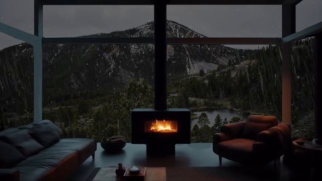 Уютная гостиная | Комфортная, приятная и спокойная ночь | Звук падающего дождя, Звук горящих дров смотреть онлайн