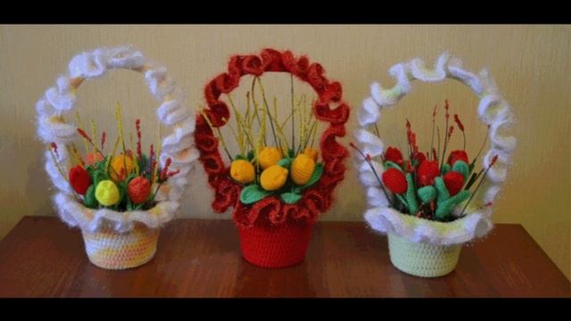 Мастер-класс "Вязанная корзинка с тюльпанами" Часть 5 смотреть онлайн