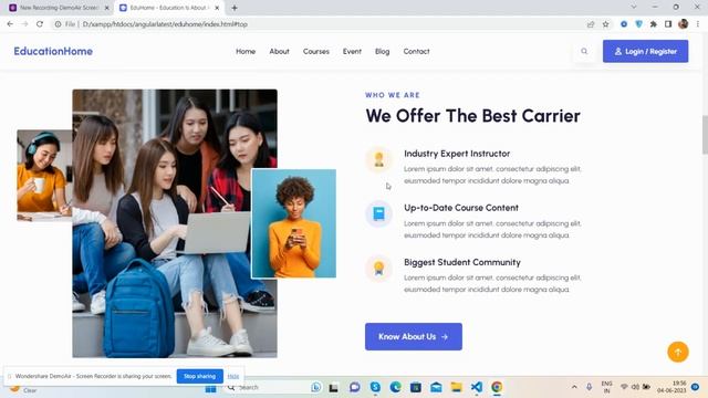 Free Education Website Template in Html CSS JavaScript