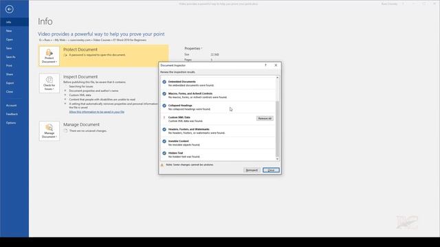 Word Fundamentals: 0105 Inspect document смотреть онлайн