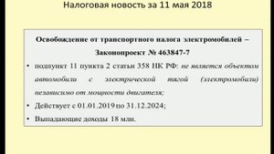 11052018 Налоговая новость об освобождении от транспортно налога электромобилей / electromobile