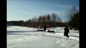 Снегоход рыбинка. Отдых. Немного застрял.