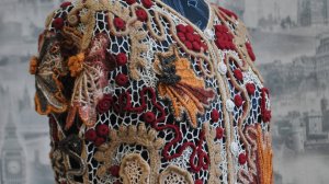 Краски осени Кардиган из мохера, шерсти, хлопка, люрекса в технике ирландского кружева.