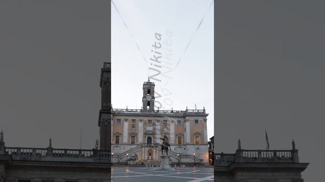 Vertical video. Piazza del Campidoglio. Rome, Italy. Time Lapse