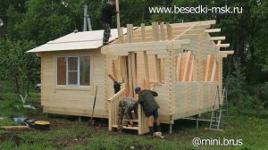Домик-беседка с отделкой цоколя за 2 дня. Сокол 5х6. Мини-брус