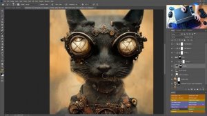 MidJourney + Photoshop Photobash [Steampunk Cat?] - AI Art + Photoshop Theme Challenge