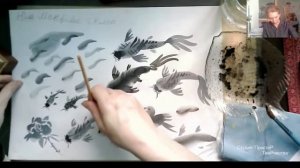 Японская живопись Суми-э Урок 2 Рыбки