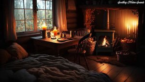 Cozy Ambience with Smooth Jazz Music - Rain on Window & Warm Fireplace Sounds for Sleep