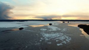 Lake Saimaa, 4K-  yet brittle ice cover below -  Bird`s Eye view 11.05.2017 Озеро Сайма,