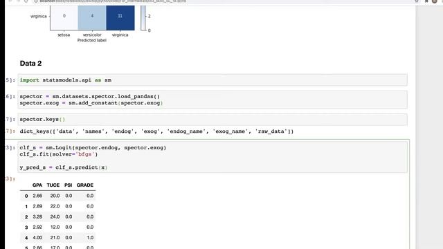 #43: Scikit-learn 40:Supervised Learning 18: LogisticRegression() classifier