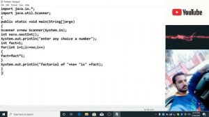 very simple java programs #10 "Factorial program find out user input in java"