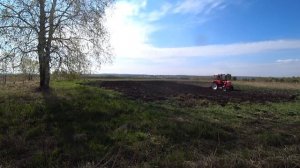 Т-25 с плугом и окучником. Вспашка поля под посадку картофеля. Нарезаю борозды культиватором от МТЗ