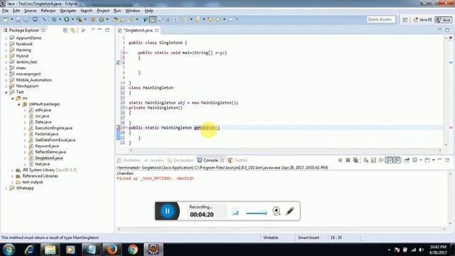 Core java video 3.5 Singleton Class смотреть онлайн