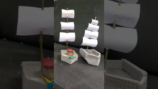 Кораблик из пенопласта,техноплекса. Самодельный.