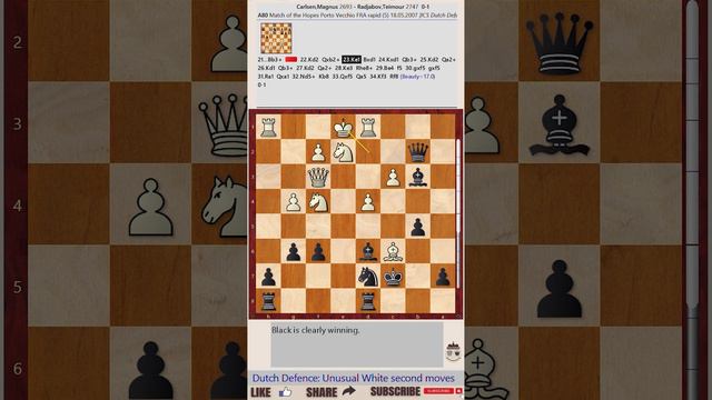 OPENING Repertoire: Dutch Defence || Magnus Carlsen vs Teimour Radjabov, Match of the Hopes, 2007