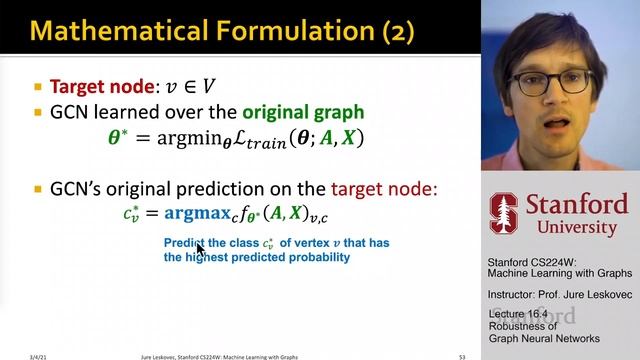 Stanford CS224W: ML with Graphs | 2021 | Lecture 16.4 - Robustness of Graph Neural Networks