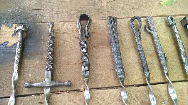 Ручка кованая, кованые шампура, виды ковки, forged skewers. смотреть онлайн