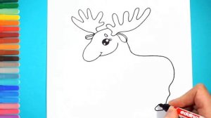 Как нарисовать лося. Простой рисунок и раскраска. How to draw a moose. Simple drawing and coloring