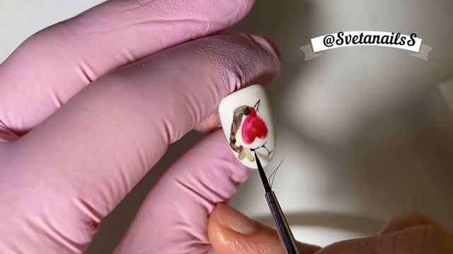 КАК нарисовать птичку из сердечка . Маникюр , зимние дизайны на ногтях