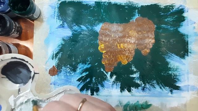 Как нарисовать шишки на еловых веточках, красками гуашь. Правополушарное рисование, шишки на ели. смотреть онлайн