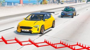 Машины против шипов в BeamNG Drive