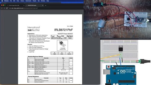 Arduino and DC motor with a MOSFET смотреть онлайн
