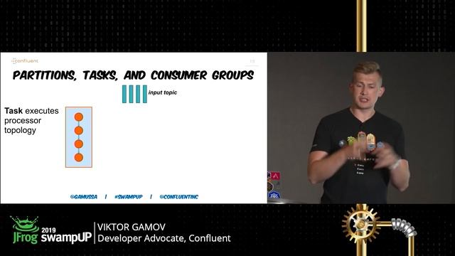 swampUP 2019 | Demo of How Kafka Streams and Dynamic Scaling Works in Kubernetes by Viktor Gamov. смотреть онлайн