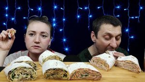 МУКБАНГ РУЛЕТЫ ИЗ ЛАВАША С КОЛБАСОЙ И СЫРОМ | MUKBANG LAVASH ROLLS WITH SAUSAGE AND CHEESE #мукбанг