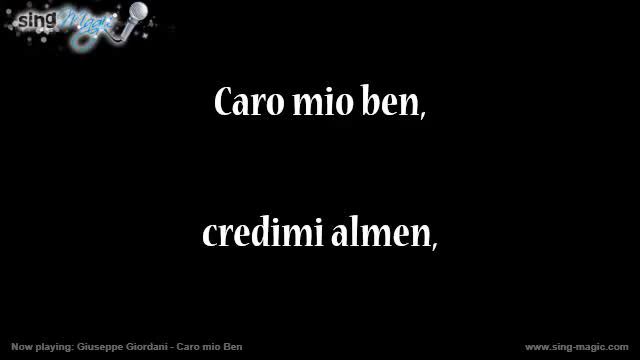 Giuseppe Giordani Caro mio Ben Karaoke Version Instrumental смотреть онлайн