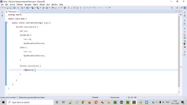 Java Program to print Number Pattern 10101 01010 смотреть онлайн