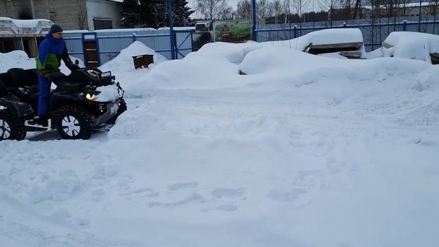 Чистка снега квадроциклом BRP, отвал Rival Supreme 150 смотреть онлайн