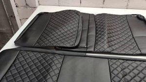Чехлы на сиденья Opel Astra G 1998-2009 хэтчбек Экокожа черная, отстрочка РОМБ