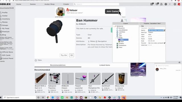 How to Make a BAN Hammer in Roblox Studio - Tutorial