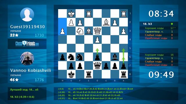 Chess Game Analysis: Guest39119430 - Vannoo Kobiashvili : 0-1 (By ChessFriends.com) смотреть онлайн