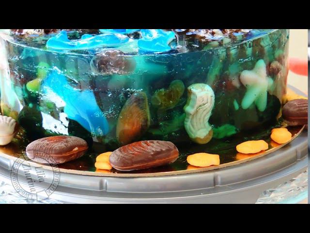 Island  cake. Торт на день рождения. #ocean #islandcake #желе #остров #океан #тортостров