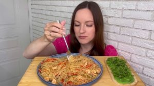 МУКБАНГ ФУНЧОЗА С КРЕВЕТКАМИ РЕЦЕПТ ЧУКА В ОРЕХОВЫМ СОУСЕ MUKBANG FUNOSA WITH SHRIMP