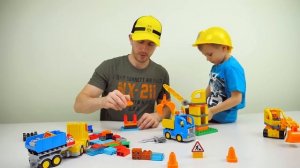 Большая Строительная Площадка ЛЕГО с Рабочими Машинками Экскаватор Кран Бульдозер и Грузовик