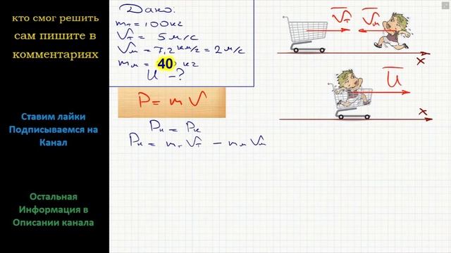 Физика Тележка массой 100 кг катится со скоростью 5 м/с. Мальчик, бегущий навстречу тележке смотреть онлайн